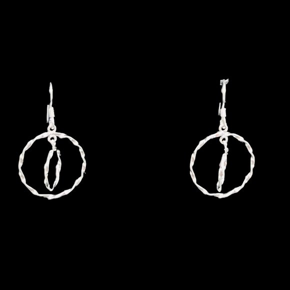 LA Sterling Silver Twisted Circles Dangling Pierced Earrings (4648) - Picture 1 of 4